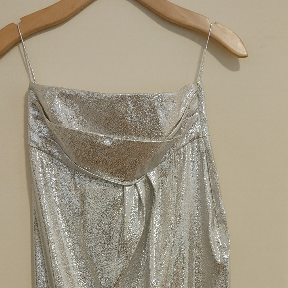BAJA EAST Y2K METALLIC ASYMMETRICAL DRESS 0 - Picture 2 of 8